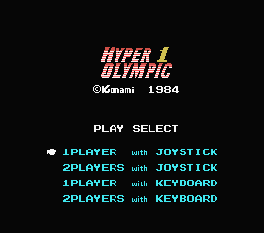 Hyper Olympic 1 title screen for MSX